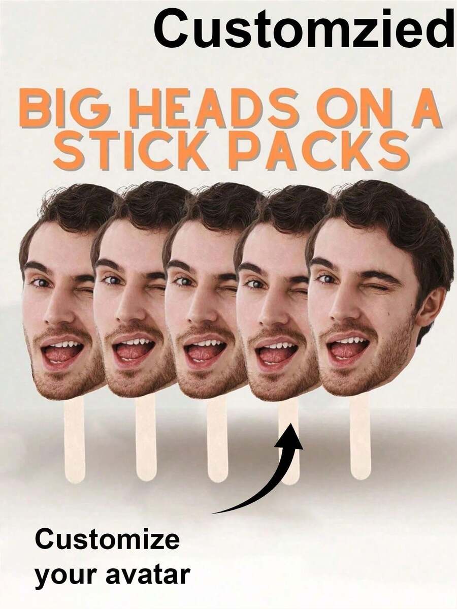 1/3/5/10pcs Custom Heads On A Stick Face On A Stick, Custom Bachelorette Party Decor Big Head Face Cutouts Bridal Party Props Fat Head Custom Face Fan Suitable For Various Parties Such As Birthday Celebrations, Weekend Barbecues And Cocktail Parties Parties, , Colorful, Cute, Adorable, Funny, Kawaii, Y2K, Stylish, Unisex