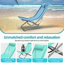 Silla plegable portátil para acampar al aire libre, pescar, barbacoa, ocio, 79 x 42 x 36 cm - Rayas finas azules y blancas VC53894 - Ver 3