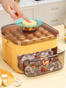 1pc Easy Release Ice Cube Tray, One-Touch Pressure Ice Maker Mold, Home Use Ice Block Storage Mold