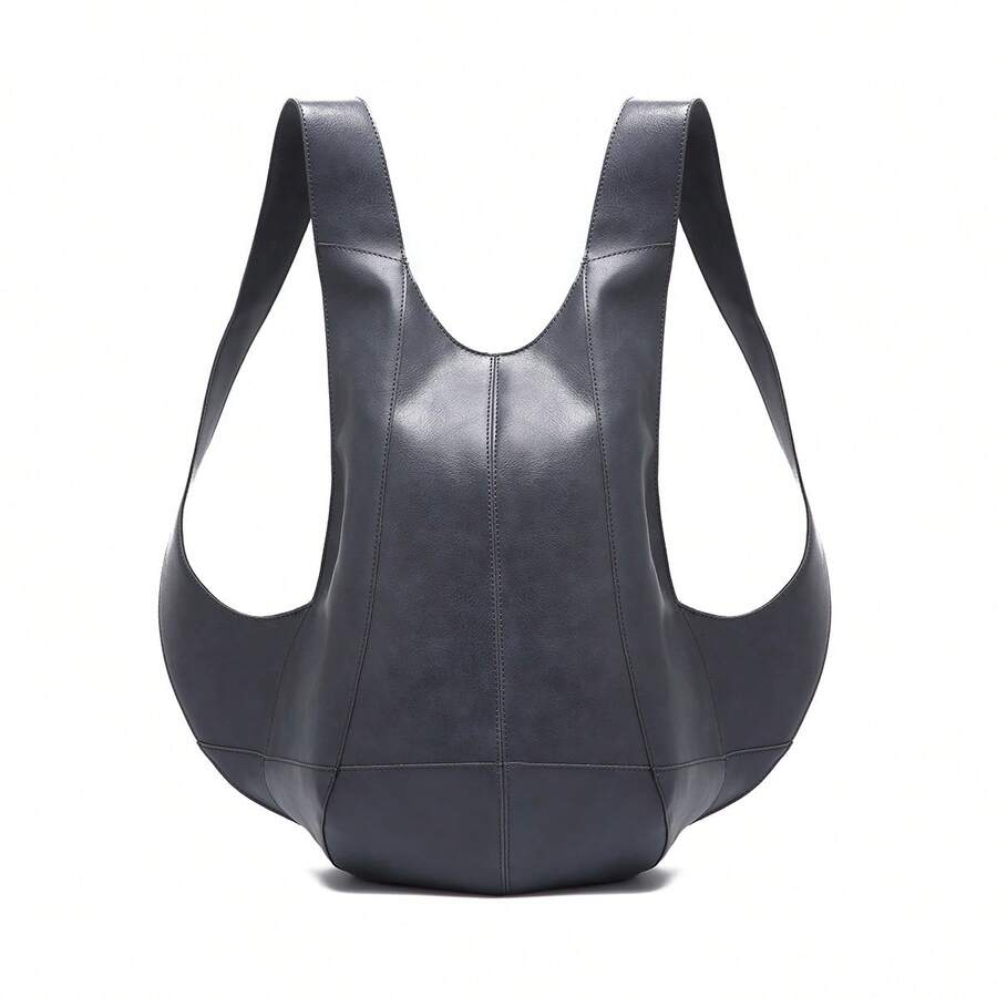 Casual Minimalist Oil Wax PU Leather Backpack, Anti-Theft Backpack, Crazy Horse Leather Unisex Student Backpack - 淺藍色 - 查看 1