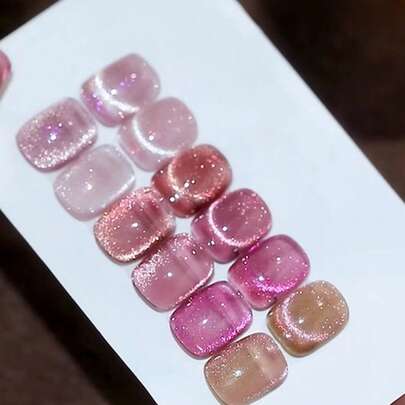 Sơn móng tay NAI SHI dung tích 12ml, mùa Thu Đông 2025, quà tặng năm mới, màu đỏ hồng lấp lánh ánh kim cương, màu tím vàng ánh kim cương mùa thu, sơn móng tay gel mắt mèo. Phù hợp cho mọi mùa, sơn móng tay trong suốt hiệu ứng mắt mèo từ tính.