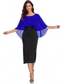 Sheer Shawls And Wraps Evening Dresses Chiffon Capes Women Soft Wedding Cover Up - Xanh đậm - Xem 4
