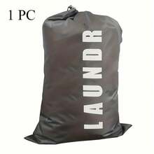 1 Storage Bag With Drawstring Closure, Large Capacity, Sturdy, Foldable, Easy To Carry, Very Suitable For Family, Travel, And Dormitory - 黑色 - 查看 1