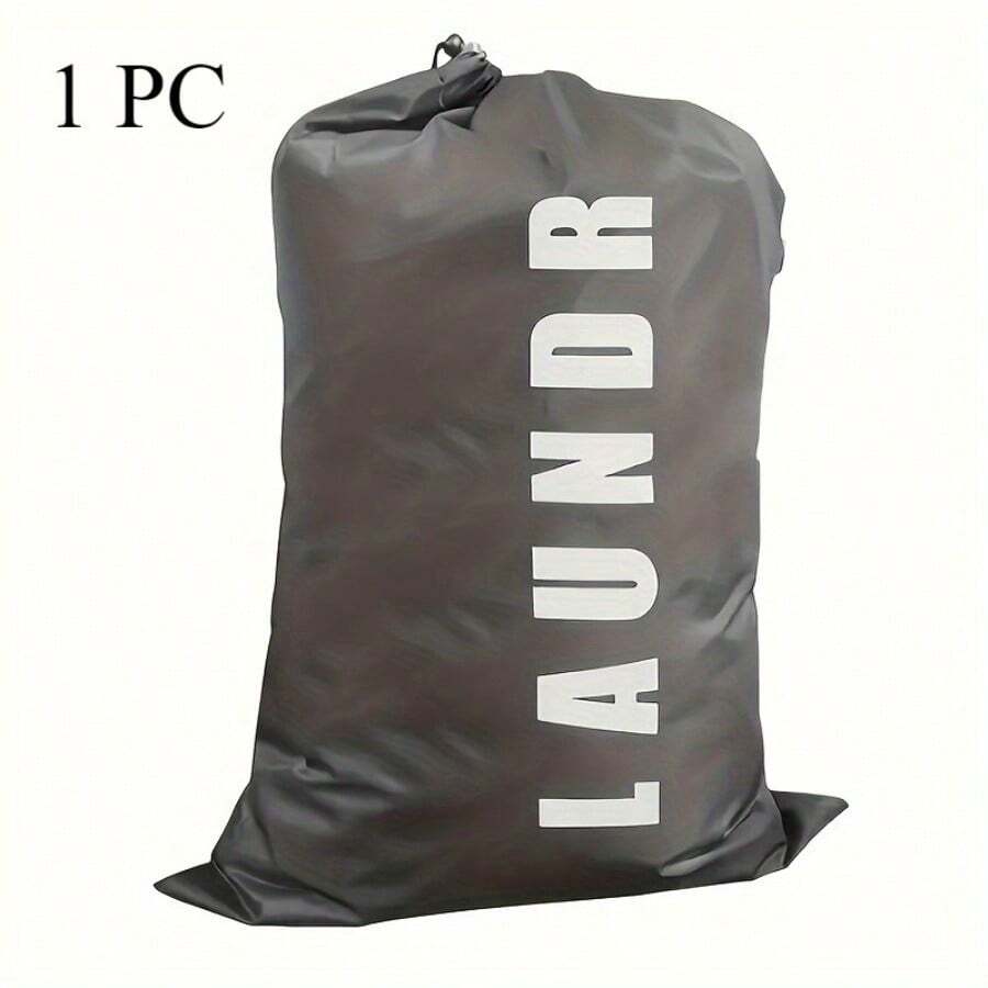 1 Storage Bag With Drawstring Closure, Large Capacity, Sturdy, Foldable, Easy To Carry, Very Suitable For Family, Travel, And Dormitory - 黑色 - 查看 1