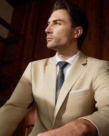 Men's 2 Piece Suits Two Button Pants Set Party,Wedding And BusinessChristmas CNPN - 香檳色 - 查看 7