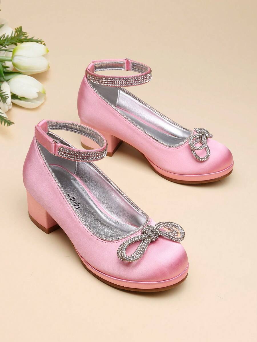 Girls' Dress Shoes - Platform Princess Pumps With Ankle Strap (Flower Party/Wedding Shoes For Little & Big Kid - 粉色 - 查看 1