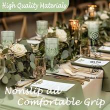 Plastic Wine Glasses,Plastic Goblets Vintage Style Cordial Drinking Glasses For Wedding Reception, Grand Event Party Supplies, Christmas Party Supplies, Family Dinner - 橄欖綠 - 查看 3