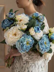 1 pieza, Flor de Rosa Artificial, Flor Simulada de Peonia Francesa, Ornamento de Flor Falsa para Sala de Estar del Hogar, Decoración de Centro de Mesa Comedor con Ramo de Flores Secas, Decoración Floral Chopin