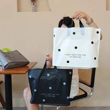 20 piezas Bolsas de tote de regalo de plástico grueso, bolsas de compras reutilizables con acabado mate, negro y blanco, adecuadas para recuerdos de fiesta, embalaje impermeable, patrón de lunares redondos, gran capacidad para ropa, compras de mujeres, cumpleaños, boda, San Valentín, despedida de soltera, ducha nupcial, Halloween, Navidad