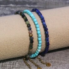 1 pieza Pulsera ajustable con cuentas cuadradas de piedra natural estilo bohemio para mujeres. Una opción de regalo maravillosa, perfecta para el uso diario durante todas las estaciones, y un accesorio versátil y esencial que brilla durante las salidas al aire libre y las sesiones de fotos, complementando sin esfuerzo cualquier atuendo.