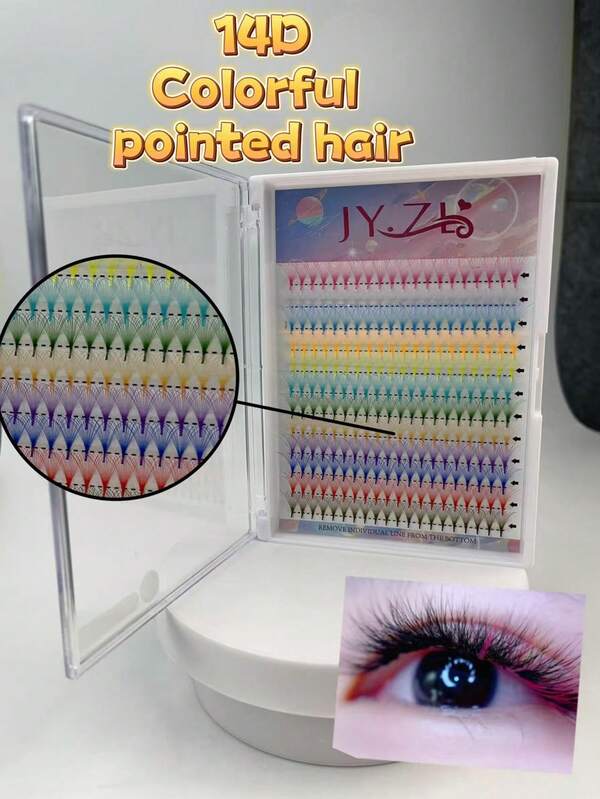 240 Stücke 14D bunte spitze Blumen-Wimpern, leuchtende Farben, traumhaft & ätherisch, perfekt für Festivals, Partys