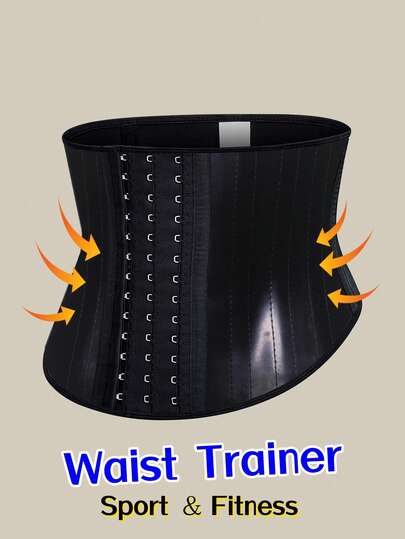 1PC Women's Plus Double-Layer Latex Fitness Waist Trainer With Snap Buttons, Suitable For Daily Wear And Workouts, Lift
