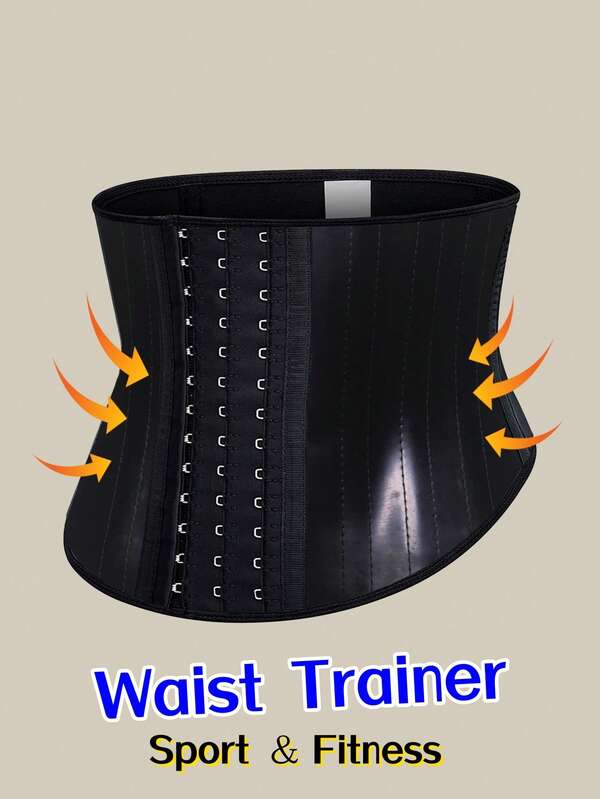 1PC Women's Plus Double-Layer Latex Fitness Waist Trainer With Snap Buttons, Suitable For Daily Wear And Workouts, Lift