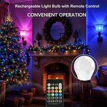 A60 Rechargeable Light Bulb With Remote Control, USB Charging, Type-C Interface, DC 5V, RGB Color Changing & 3 Color Temperatures, 11 Colors Optional, Dimmable Bulb With Timer Function – Suitable For Home Decoration, Ambient Gatherings, Bedrooms, Households And Camping, Compatible With Wireless Table Lamps