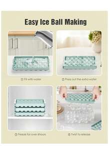 1 件 33 腔蓝色冰球制作模具带盖，冰箱冰块托盘用于制作鸡尾酒饮料冷冻球 - 彩色 - 查看 7