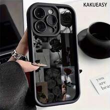 Funda de teléfono a prueba de golpes, diseño elegante de rosa negra para iPhone 16 Pro Max, compatible con los modelos 16, 15 Pro, 14 Plus, 13, 12 Pro, 11 Pro Max, X y XS Max. Esta funda de TPU ofrece protección contra caídas y suciedad. Funda de Teléfono Ligera, Ajustada y Resistente a Impactos - 1 pieza - Ver 2