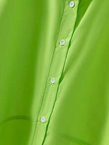 Plus Women's Minimalist Solid-Color Button-Down Shirt Casual Loose-Fit Long-Sleeve Shirt Autumn And Winter