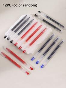【现货】12支装中性笔Pulpen Gel 3 Warna 0.5mm 华夏万卷大容量中性笔0.5mm针管水笔学生考试文具巨能书写中性笔签字笔碳素笔全针管水笔 - 彩色 - 查看 14