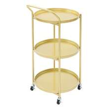 SENDERPICK Rolling Bar Cart Mobile Storage Cart Metal Frame Serving Cart For Kitchen Dining Room - Gold - View 10