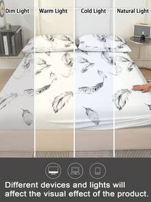 1 buah Sprei Fitted Motif Bulu, Pelindung Kasur, Penutup Kasur Natal, Lembut & Bernapas, Cocok untuk Berbagai Ukuran Kasur, Hadiah Natal - MultiWarna - View 9