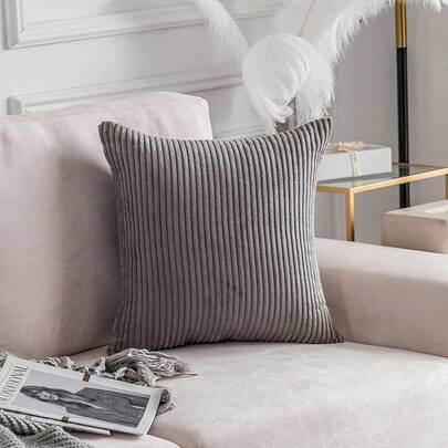 Soft Plush Corduroy Textured Large Euro Pillow Sham Couch Floor Bedroom Washable Breathable Pillow Cover, 26 X 26(66cm), Cheese