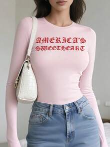 A Customizable Ladies' Long-Sleeve Shirt Lets You Add Your Own Photo And Text For Personalization, Making It A Comfortable Option. - Multicolor - View 2