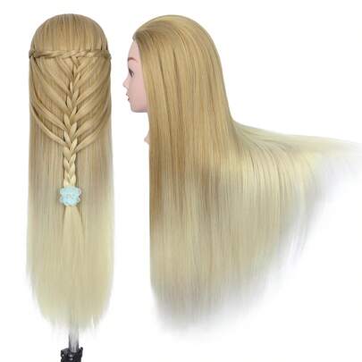 Mannequin Head With Hair Training Head Practice Fake Head Hairdresser Braiding Cutting Cosmetology Manikin Doll Head For Hair Styling Mannequin Head