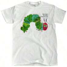 [Printed The Very Hungry Caterpillar & The Very Hungry Caterpillar, Carle& White T-ShirtSlim-Fit, T-ShirtSlim'Fit, Simple And Comfortable T-Shirt BHambrienta" De Eric Carle2fd0thabl2f, Blanca D0irtSlimc993 V2fHambrienta" De Eric Carlesd0leda Hungry Caterpillar Book By Eric Carle White T-Shirt - 白色 - 查看 1