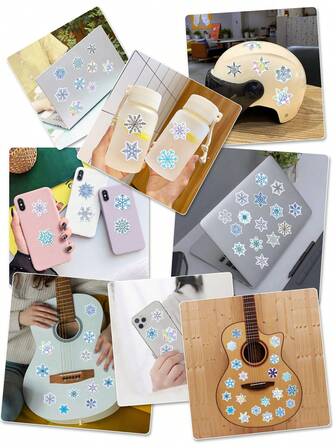 50 piezas de pegatinas decorativas navideñas, pegatinas de ventana con copos de nieve, pegatinas removibles impermeables para puertas de gabinetes de vidrio, decoración del hogar con graffiti