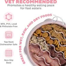 Outward Hound Fun Feeder Slo Bowl, Small Slow Feeder Dog Bowl, 3/4 Cups, Mini, Pink - ColorE - 查看 3