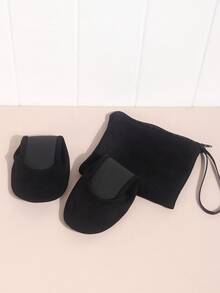 2025 Autumn/Winter New Women's Fashion Casual Soft Comfortable Black Velvet Bow Foldable Slip-On Dance Shoes/House Slippers - Black - View 6