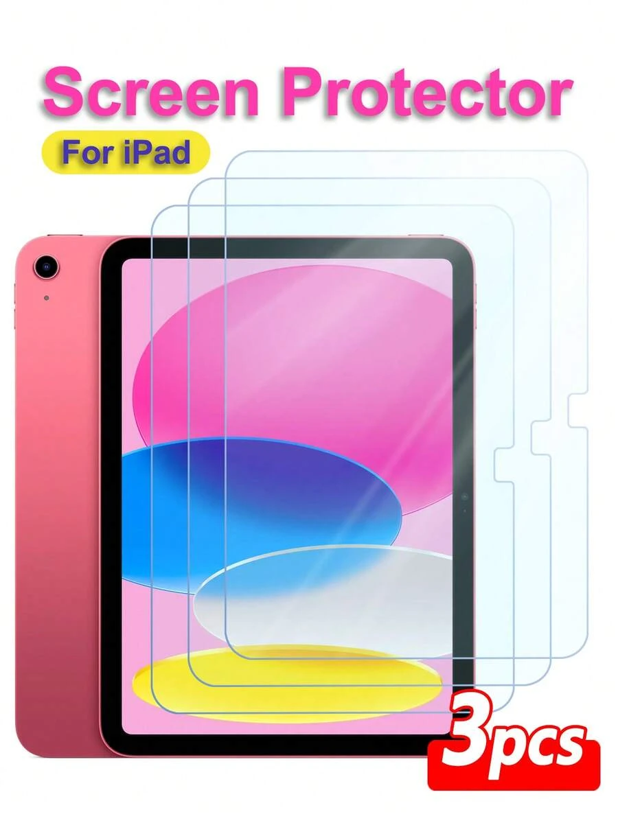 ZYONS 3pcs Tablet Screen Protector, High Definition High Transparency, Anti-Scratch Anti-Drop, Full Screen Coverage, Strong Anti-Fingerprint, Sensitive Touch, Tempered Glass Screen Protector, Compatible With IPad 11th Generation 2025 A16/ 10th Generation 10.9 Inch/ Air 13 11 M5 M4 M3 M2 2026 2025 2024/ Pro 12.9 Inch/Mini 2024