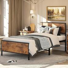 Base de Cama Individual,1M Cama Individual,Base de Cama con Cabecero y Pie de Cama,Bases para Camas Individuals,con Bases Camas Soporte de Lamas Metálicas,195CM*100CM*35CM (Gris) - Color retro - Ver 13