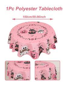 1 pièce Nappe ronde décorative rose pour Halloween, nappe en polyester avec motif de citrouille fantôme et chat noir, décoration de table pour fête d'Halloween, Trick or Treat, fantôme BOO, décoration de célébration d'Halloween, nappe rose pour fête, décoration de fête pour dames, décoration de table de salle à manger pour Halloween, décoration de cuisine et salle à manger, décoration d'intérieur, nappe de haute qualité et durable, petit cadeau d'Halloween, petit cadeau de fête - Halloween Rose BOO - Voir 14