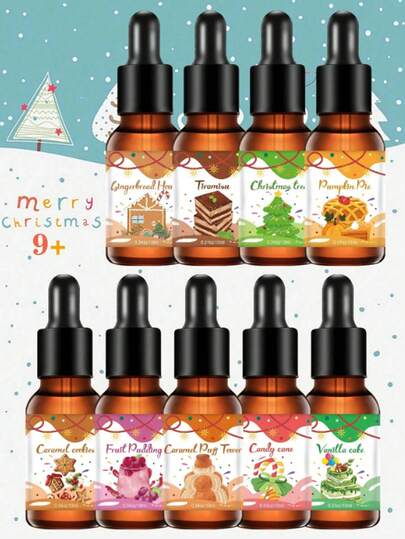 6pcs/1pc Christmas Aromatherapy Essential Oil, Dropper Essential Oil, 10ml Essential Oil, Suitable For Aromatherapy Stone, Aromatherapy Burner Bottle, Aromatherapy Diffuser, Christmas Gift