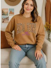 Ropa cómoda mujer Sudadera cuello redondo Sudadera de felpa - Camel - Ver 1