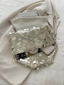 1 buc 2025 Noua geantă de mână cu paiete, poșetă de mână pentru femei la modă, pentru petrecere, întâlnire, cumpărături, seară - Aur - Vizualizare 5