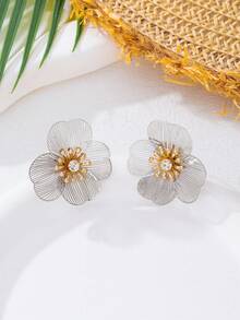 1 Cặp Hoa tai thả tráng men, Hoa tai hình hoa đáng yêu, Mặt dây chuyền cho phụ nữ, Trang sức đeo hàng ngày - Vàng - Xem 10
