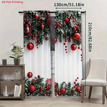 2PCS Christmas Curtains Are Suitable For Winter Home Decoration, Featuring Bright Red Poinsettia Colorful Ball And Pine Tree Branch Patterns. The Pole Pocket Design Protects Privacy And Is Suitable For Multi-Purpose Windows In Living Rooms, Dining Rooms, Bedrooms, Kitchens, Study Rooms, And Game Rooms