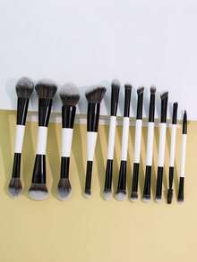 3/5/6/7/8/11 Peças Conjunto de Pincéis de Maquiagem Dupla Face, Pincéis Multifuncionais para Blush, Base, Pó, Iluminador, Olhos, Corretivo, Kit de Pincéis de Maquiagem, Presente Portátil para Meninas e Mulheres