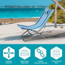 Silla plegable portátil para acampar al aire libre, pescar, barbacoa, ocio, 79 x 42 x 36 cm - Rayas finas azules y blancas VC53894 - Ver 2