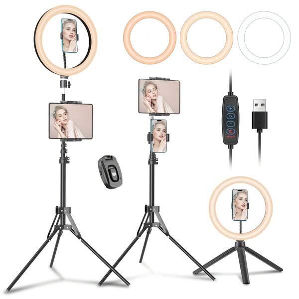 Il kit completo per selfie da 12 pollici per fotografia e videografia con funzione selfie su treppiede e mini treppiede è portatile e versatile, perfetto per tutte le tue esigenze di fotografia e videografia.