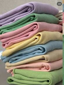 3 Piece Kit Women's Short Sleeve T-Shirt Blouse Plain Ribbed Fabric Cotton Long Basic - 藍色+粉紅色+黃色 - 查看 3