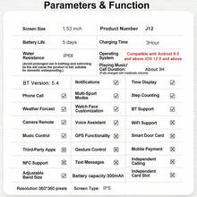 1.53" AMOLED Touchscreen Smartwatch, 100+ Sports Modes, Fitness Tracking, Wireless Calling, Notifications, Pedometer, Calorie Counter, Customizable Dial, Alarm, Weather, Music Control, Compatible With Android & IOS - Multicolor - View 8
