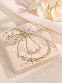 rakol مجموعة سوار أنيقة مكونة من سلسلة عين وشرابة، مناسبة للارتداء اليومي للنساء، الحفلات، الزفاف، هدية عيد الحب، قطعتان