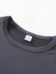 [Authorized] Stitch And Angel Print  Funny Prints Print,Summer Round Neck Fun Casual T-Shirt For Children, Made Of Slightly Stretchy Fabric, Breathable And Comfortable, Fashionable And Versatile, Men's/Girls' Same T-Shirt - Màu xám đen - Xem 4
