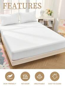 1 bộ ga trải giường cotton 100%, màu trơn, chất liệu dệt may gia đình thoải mái, mềm mại và thân thiện với da, thoáng khí, chống xù lông, phù hợp cho mọi mùa, vừa với giường đơn, đôi, cỡ Queen, cỡ King, có tác dụng bảo vệ nệm, có thể giặt máy, tái sử dụng, thích hợp trang trí phòng ngủ. - Nhiều màu - Xem 6