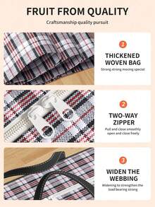 1pc Extra Large Capacity Portable Luggage Bag, Super Spacious Clothes Storage Bag, Oxford Cloth Waterproof Patterned Reusable Zipper Organizer Bag For Autumn/Winter Clothing, Bedding, Travel, Back To School, Dorm, Moving, Christmas, Thanksgiving, Santa Claus Gift, Heavy Duty Tote Bag. Travel Bag, Suitable For Business Trip, Holiday, Multifunctional Travel Luggage Bag, Unisex Weekend Travel Bag.