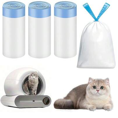 3/5 Rolls Fashion Cat Litter Bags, Easy Drawstring Design, Leak-Proof, Replaceable Liners, Suitable For Automatic Self-Cleaning Litter Boxes, Essential For Modern Pet Lovers