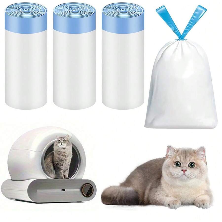 3/5 Gulungan Kantong Pasir Kucing Modis, Desain Tali Serut Mudah, Anti Bocor, Lapisan yang Dapat Diganti, Cocok untuk Kotak Pasir Otomatis yang Membersihkan Diri Sendiri, Penting untuk Pecinta Hewan Peliharaan Modern - MultiWarna - View 1